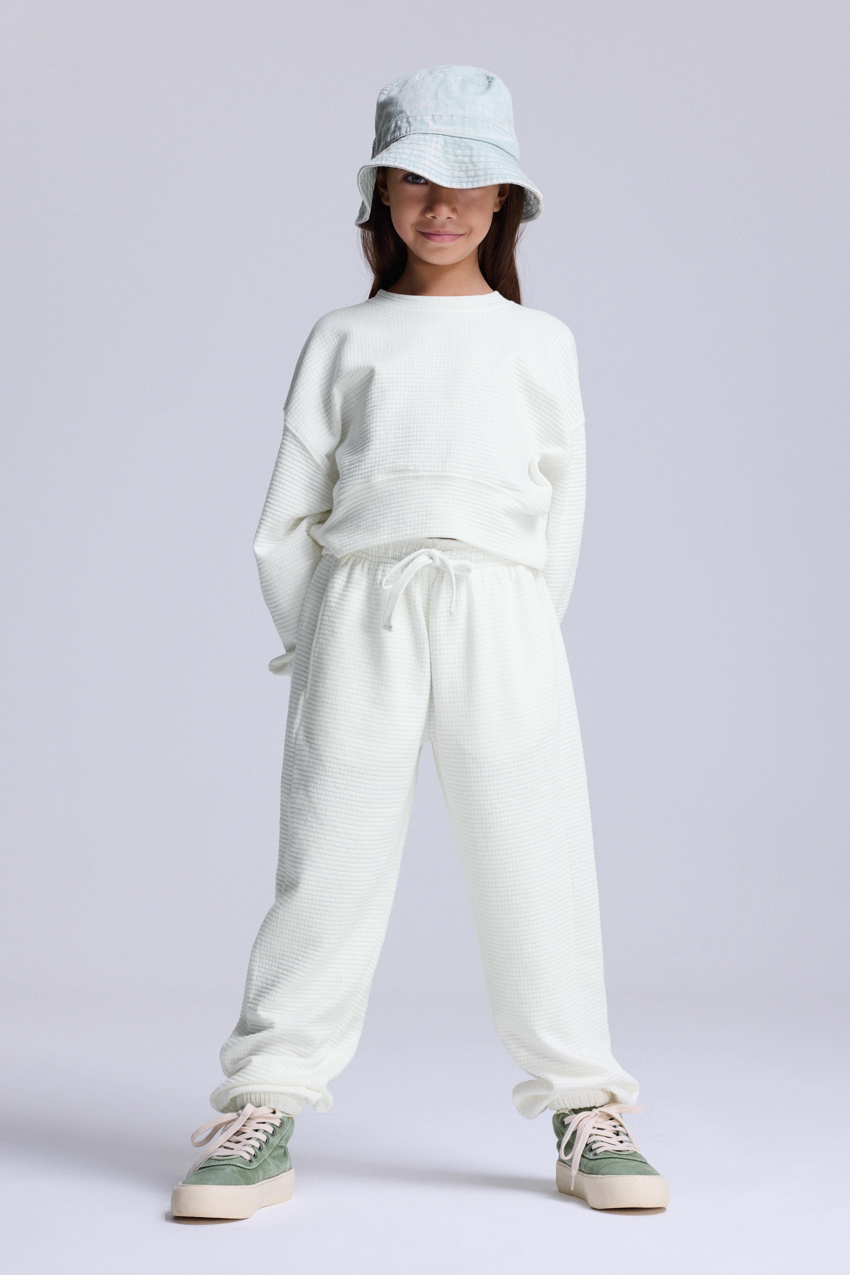 (Kids Girl) Kapitone Crop Sweatshirt - EKRU