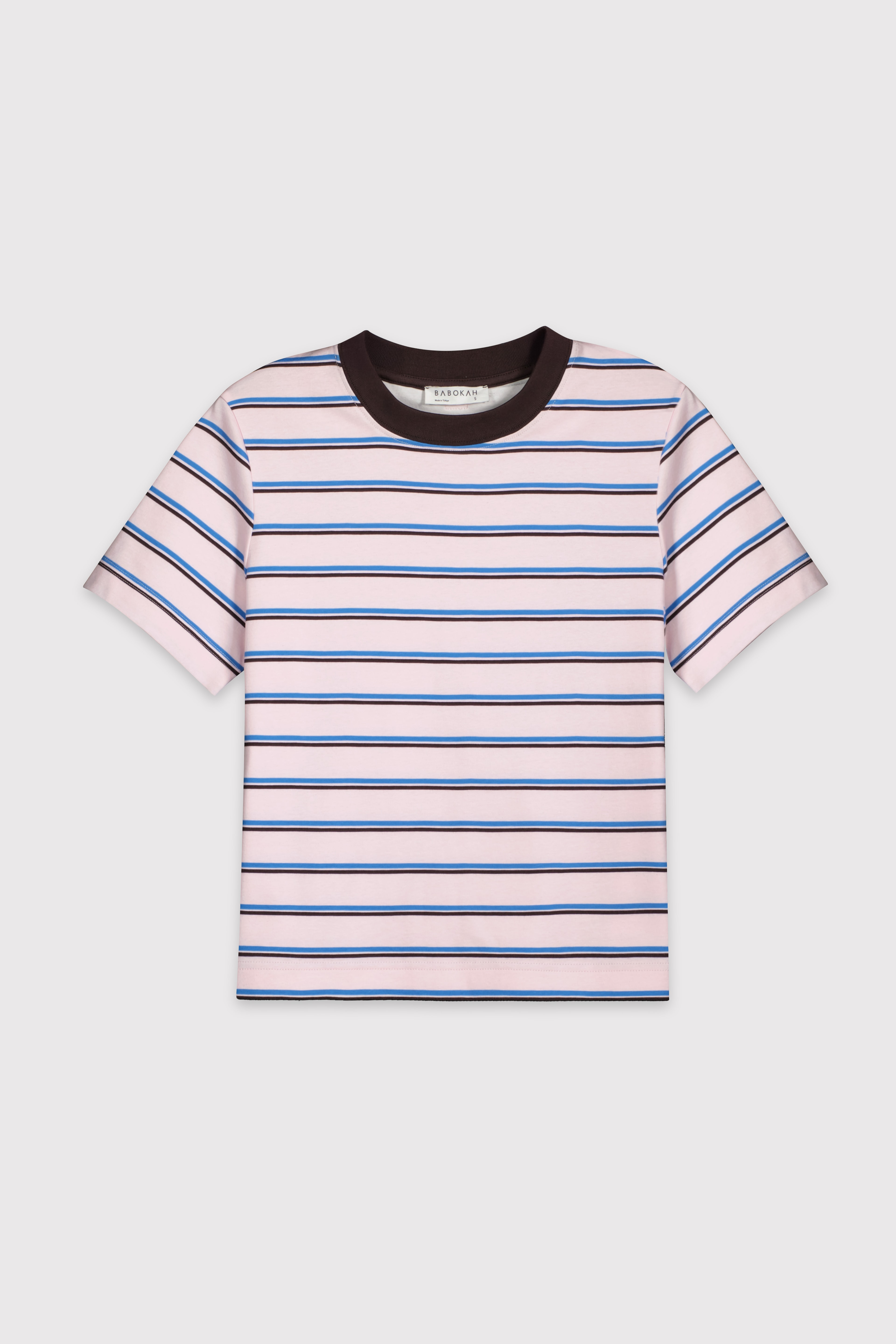 Çizgili Regular Basic Tshirt - PEMBE ÇİZGİLİ