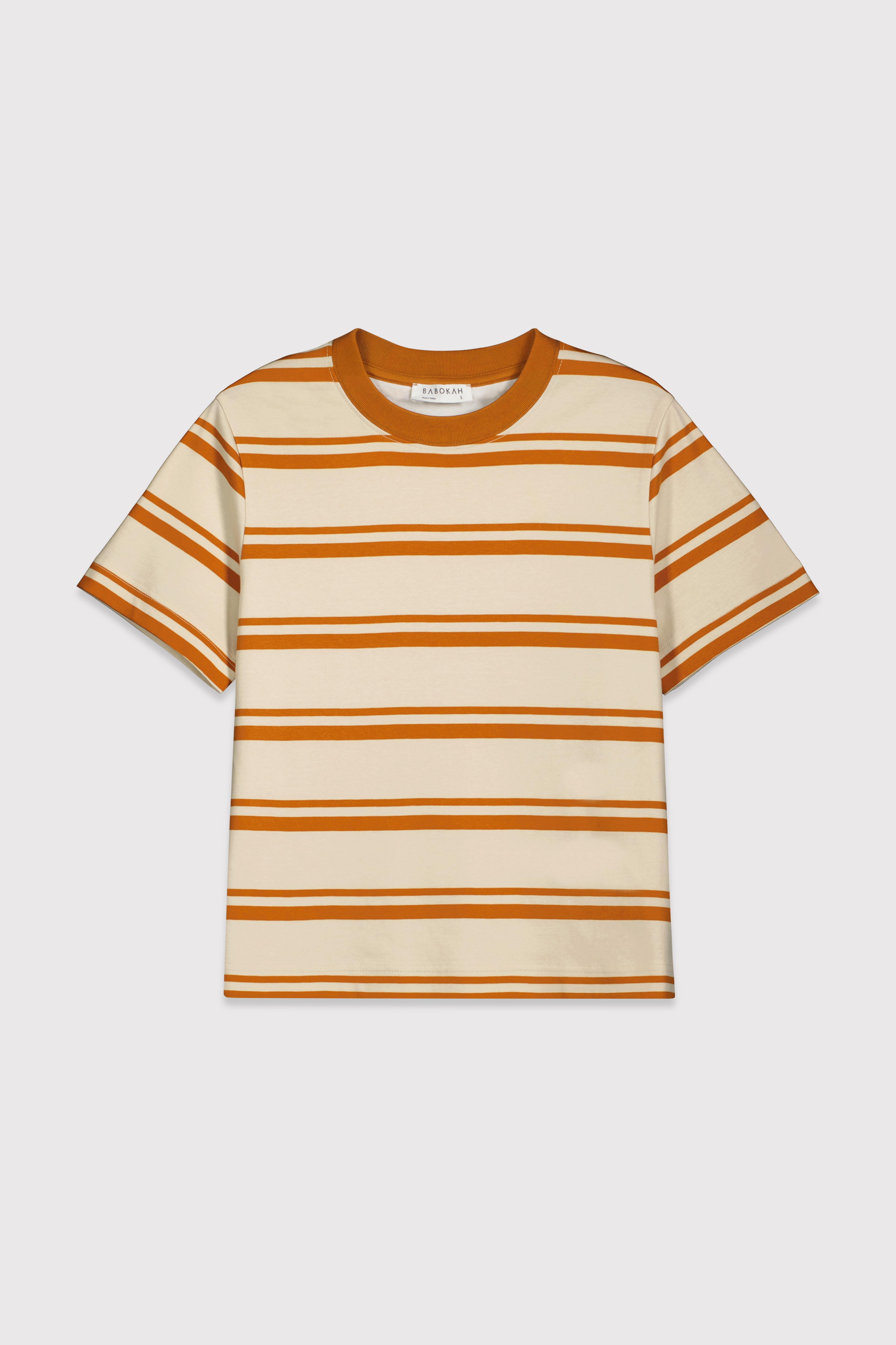 Çizgili Regular Basic Tshirt - KARAMEL ÇİZGİLİ