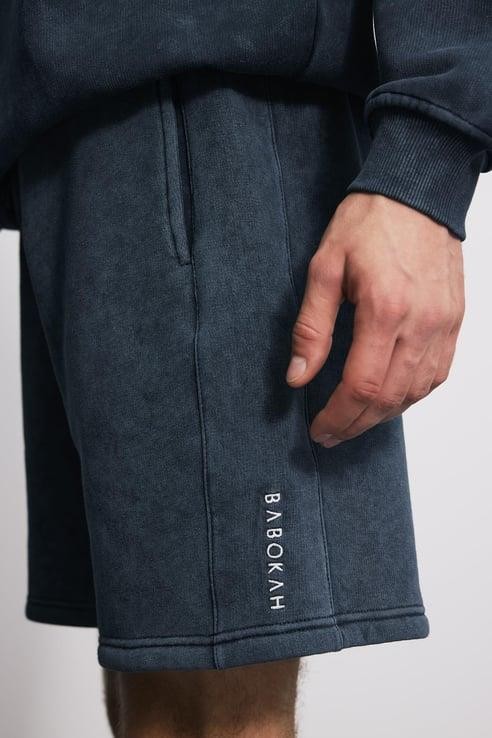 Eskitme Efektli Comfort Fit Şort - LACİVERT