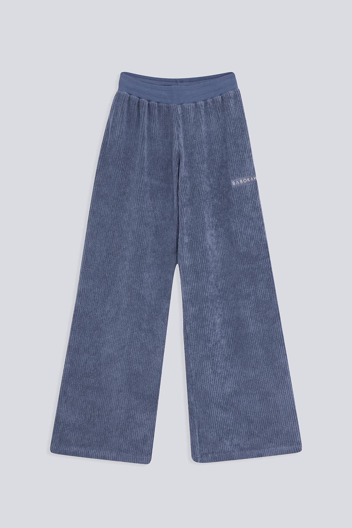 Düşük Bel Havlu Culotte Pantolon - MAVİ