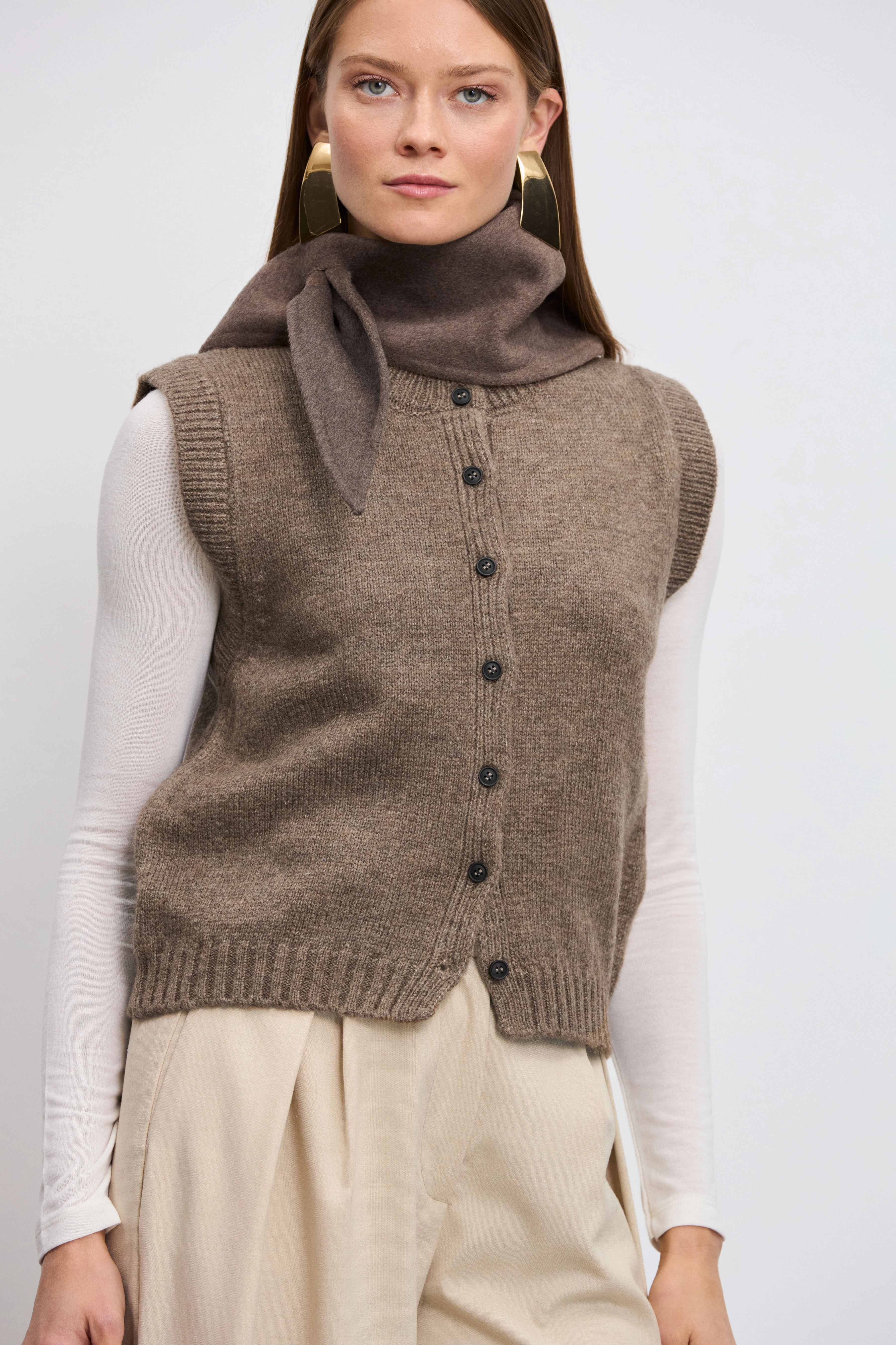 Boxy Triko Yelek - KAHVE