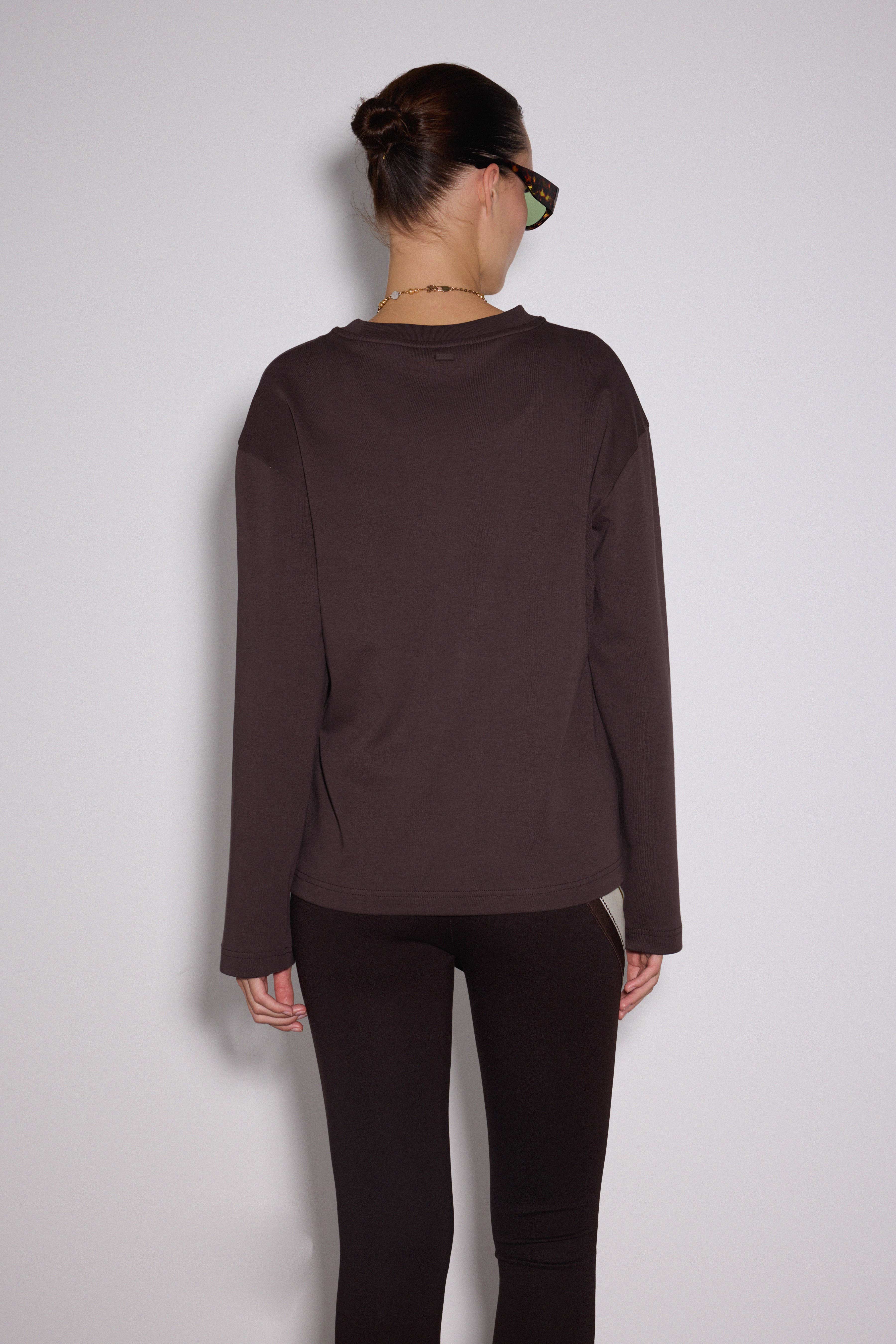 Premium Uzun Kol Oversize Tshirt - KAHVERENGİ