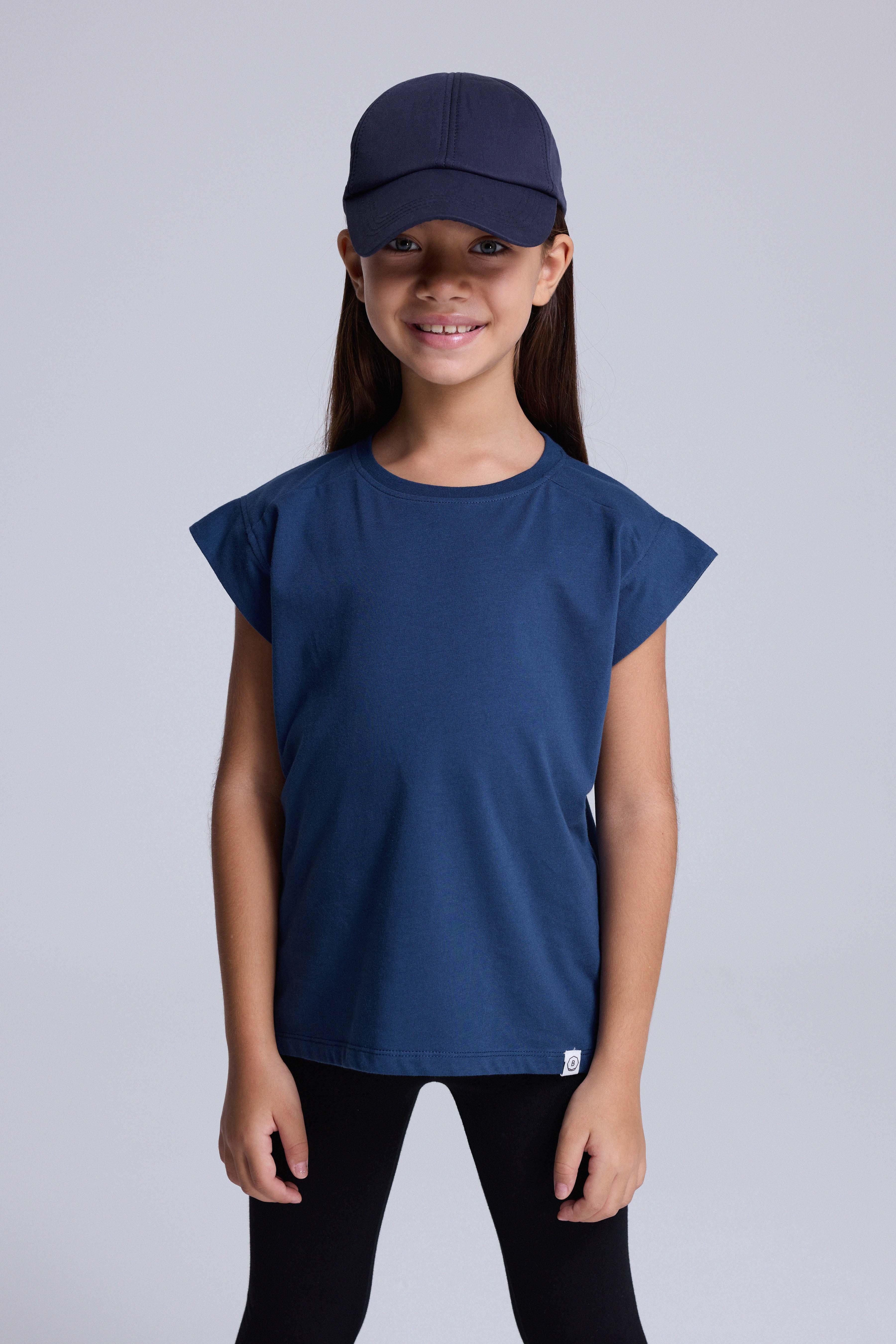 (Kids Girl) Kısa Kol Boxy Tshirt - LACİVERT