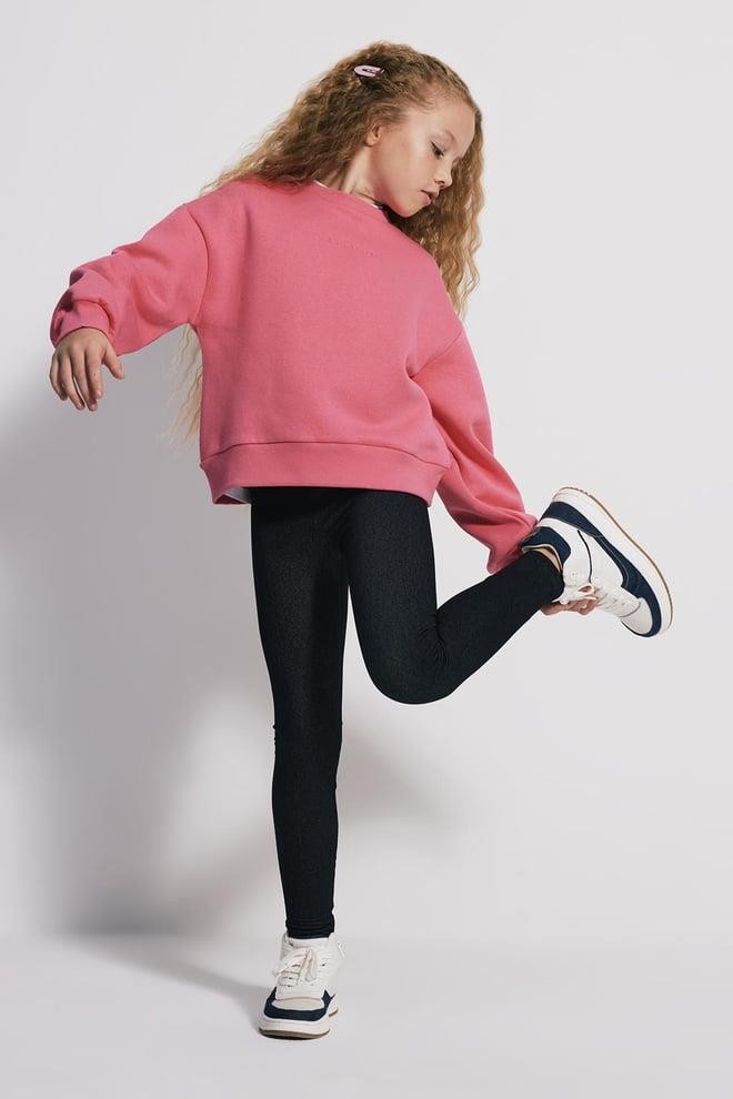 (Kids Girl) Bisiklet Yaka Şardonlu Sweatshirt - PEMBE