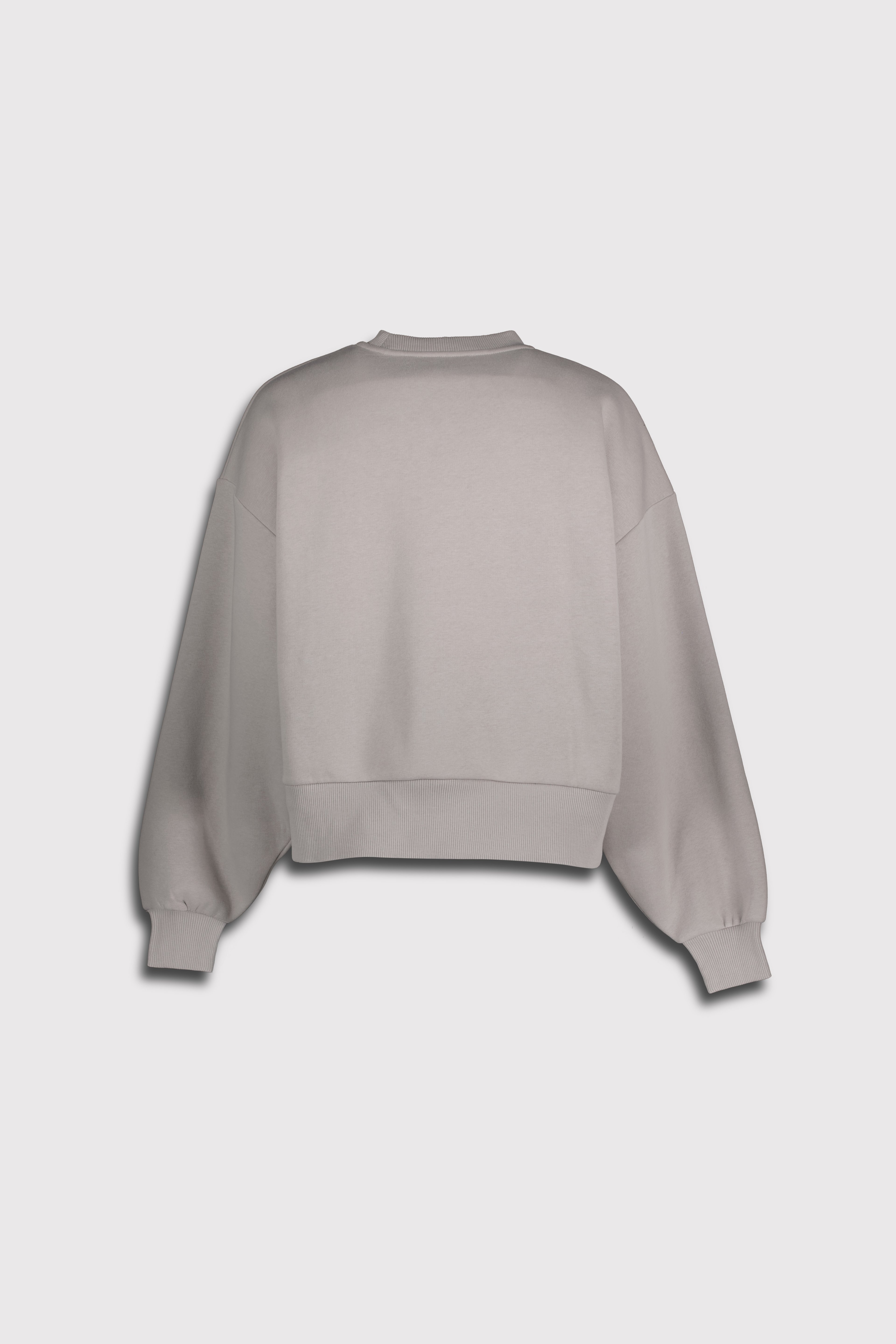 Önü Kalp Baskılı Nakışlı Sweatshirt - GRİ