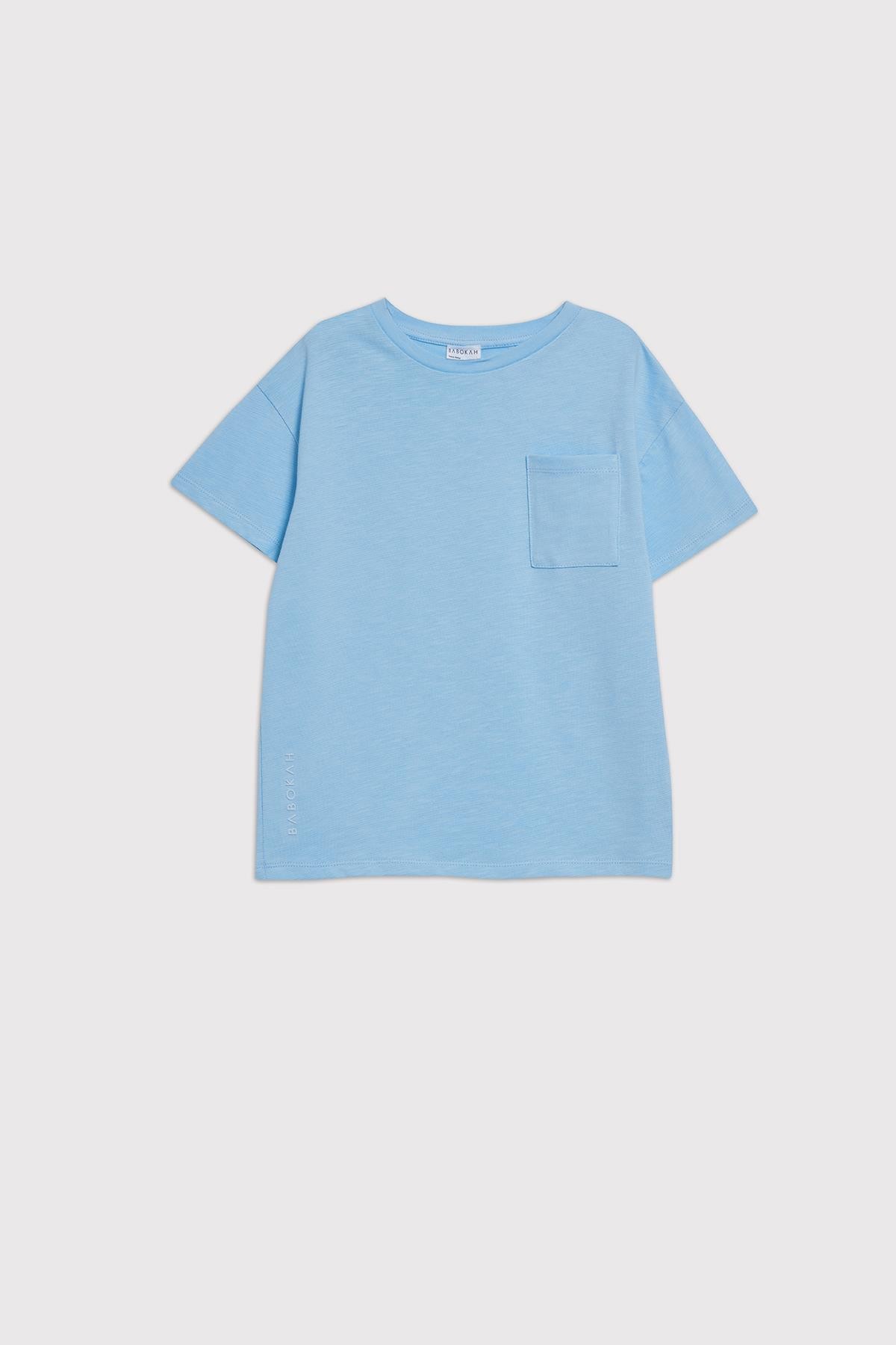 (Kids Boy) Cepli Flamlı Comfort Fit T-shirt - UÇUK MAVİ