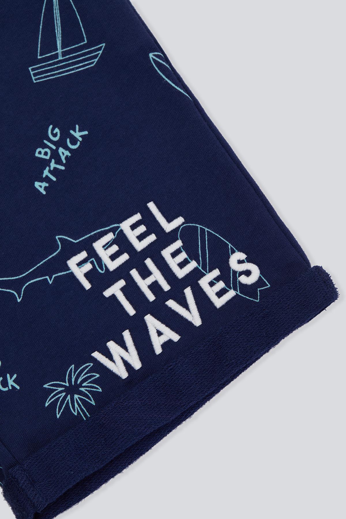 (Kids Boy) Kamuflaj Baskılı Şort - LACİVERT