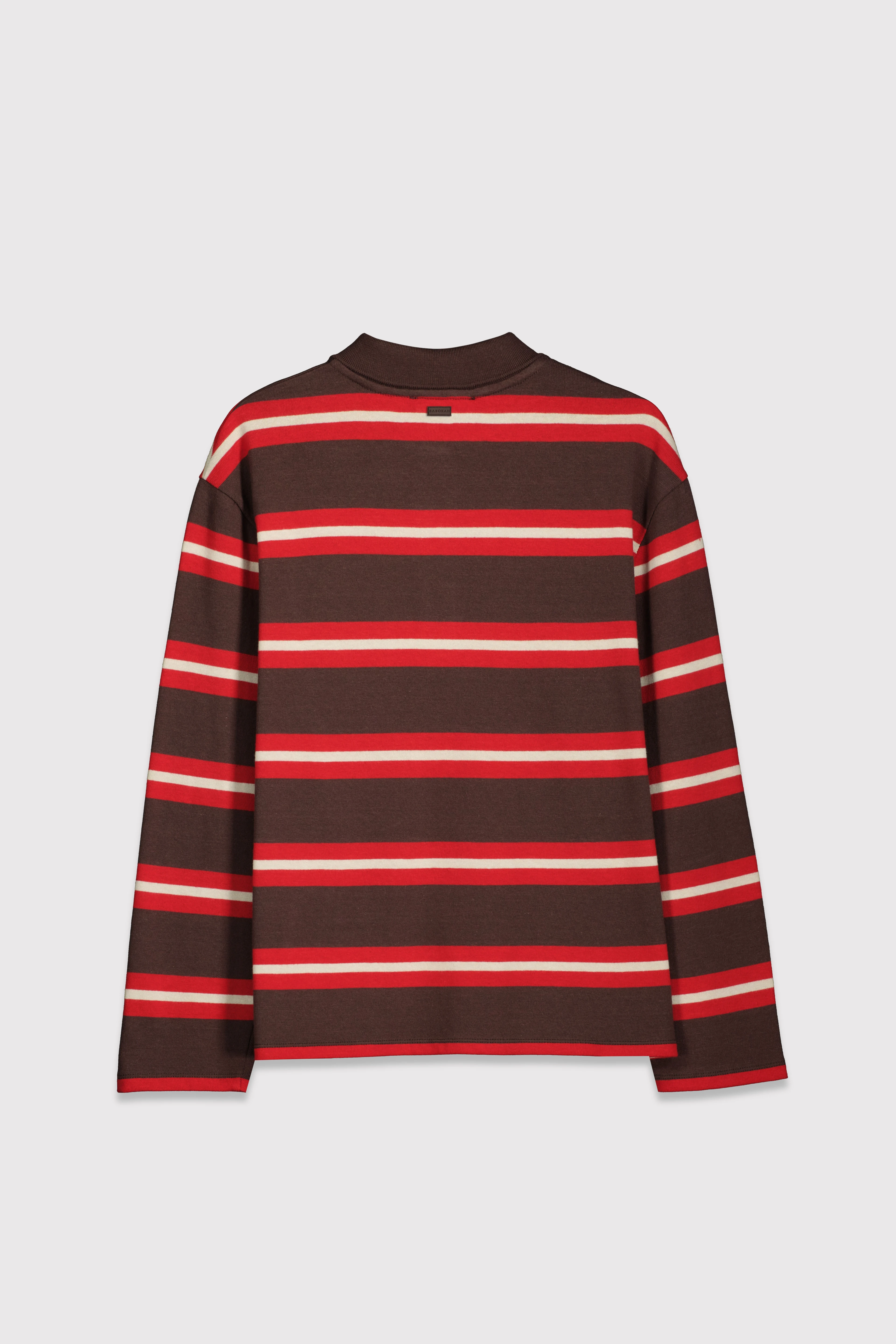 Çizgili Rugby Polo Uzun Kol Tshirt - KAHVE ÇİZGİLİ