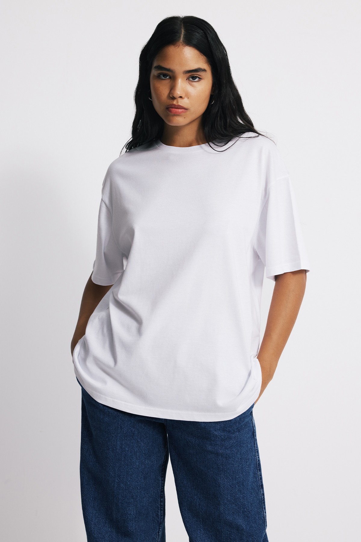 Oversize Boyfriend Fit Tshirt - BEYAZ