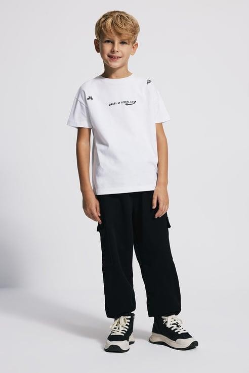 (Kids Boy) Nakışlı Heavy Jersey Oversize Fit T-shirt - BEYAZ