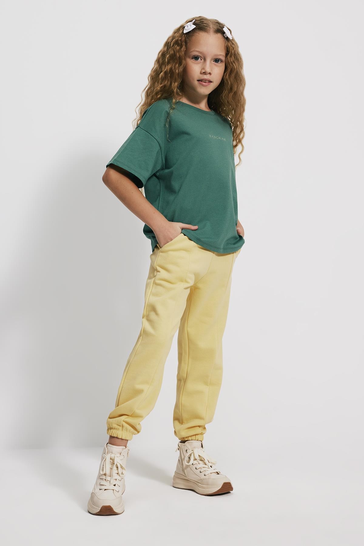 (Kids Girl) Ön Dikişli Loose Fit Jogger - SARI