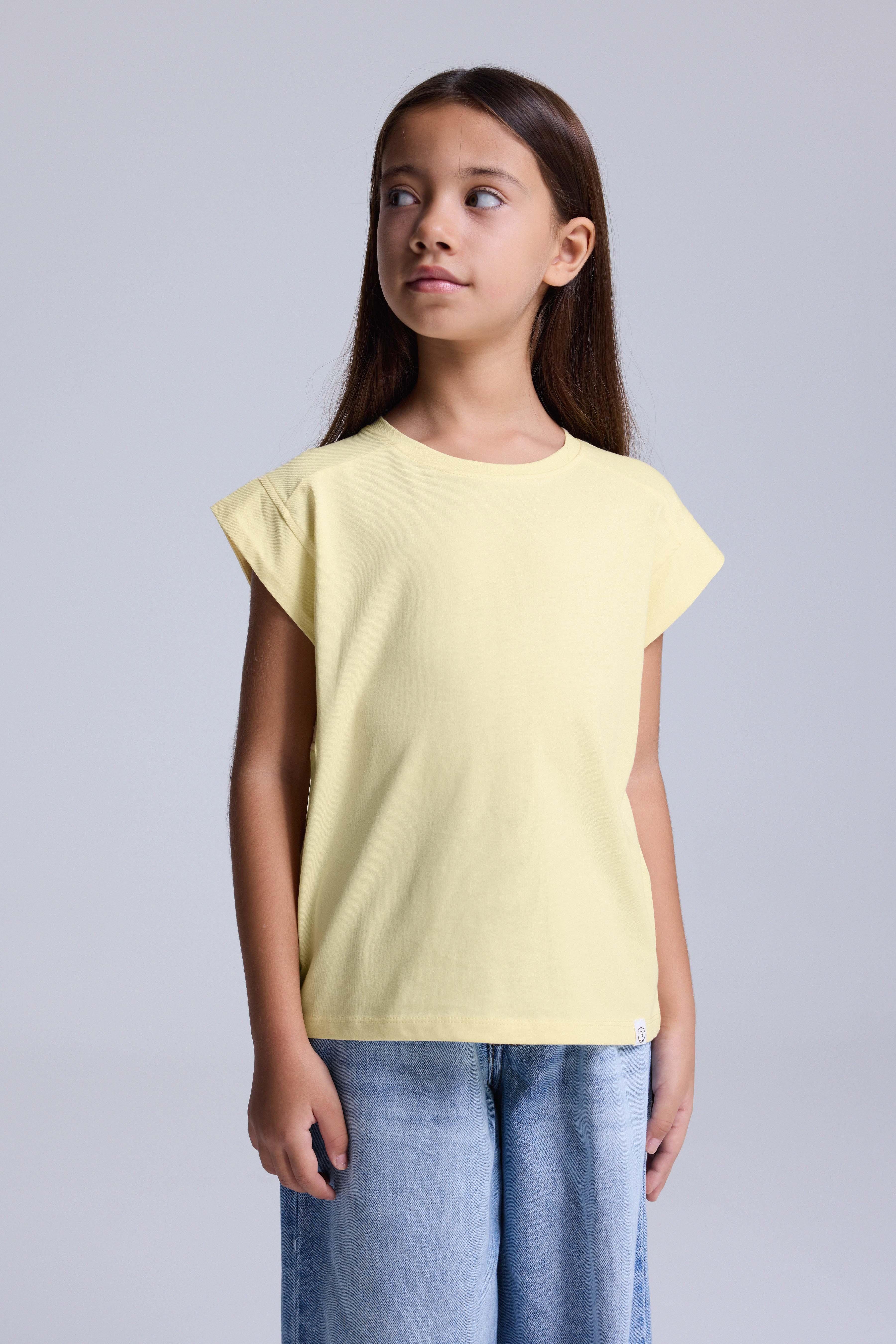 (Kids Girl) Kısa Kol Boxy Tshirt - SARI