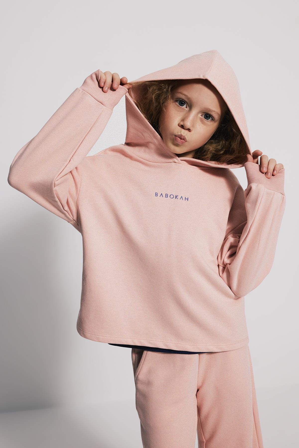 (Kids Girl) Oversize Kapüşonlu Kız Çocuk Sweatshirt