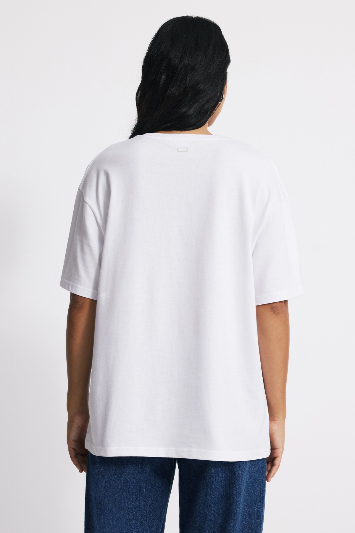 Oversize Boyfriend Fit Tshirt - BEYAZ