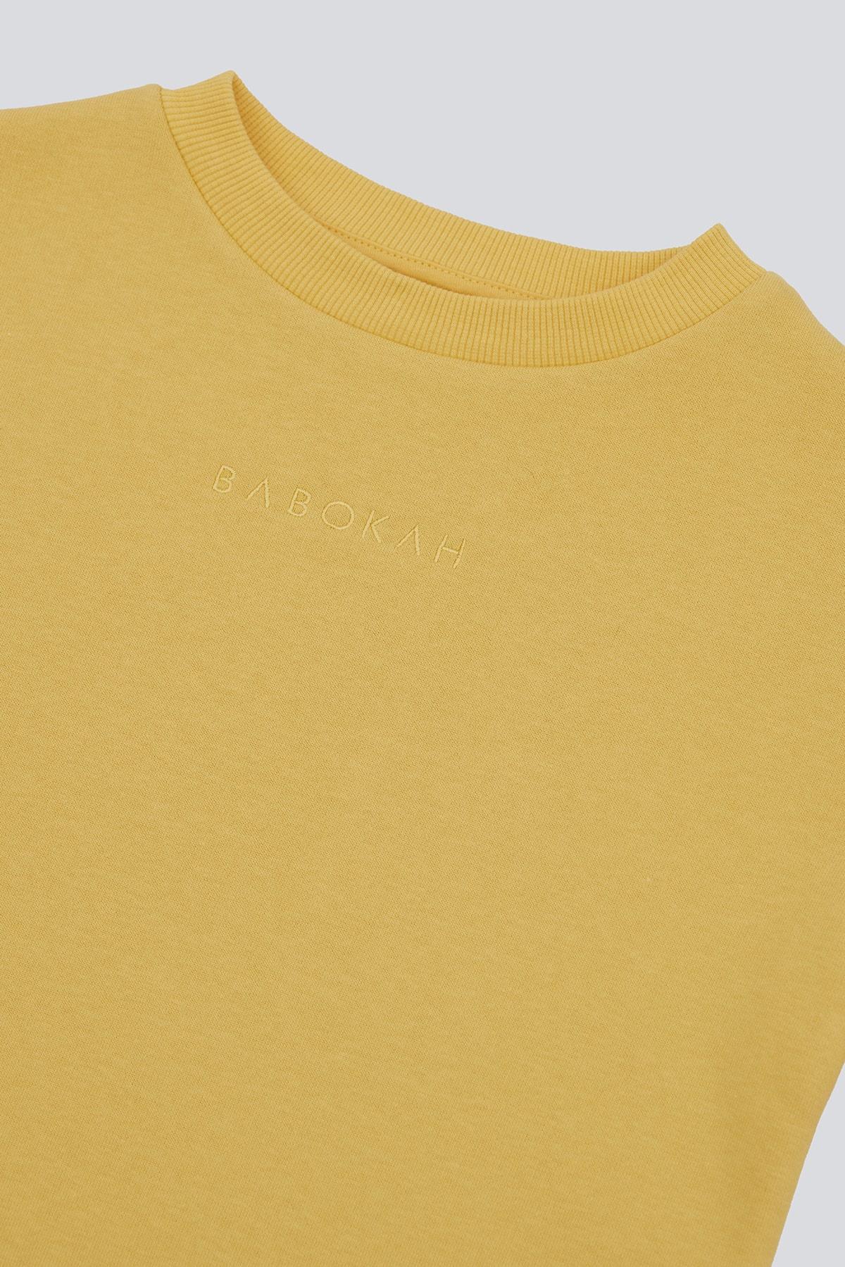 (Kids Boy) Şardonlu Comfort Fit Bisiklet Yaka Sweatshirt - SARI