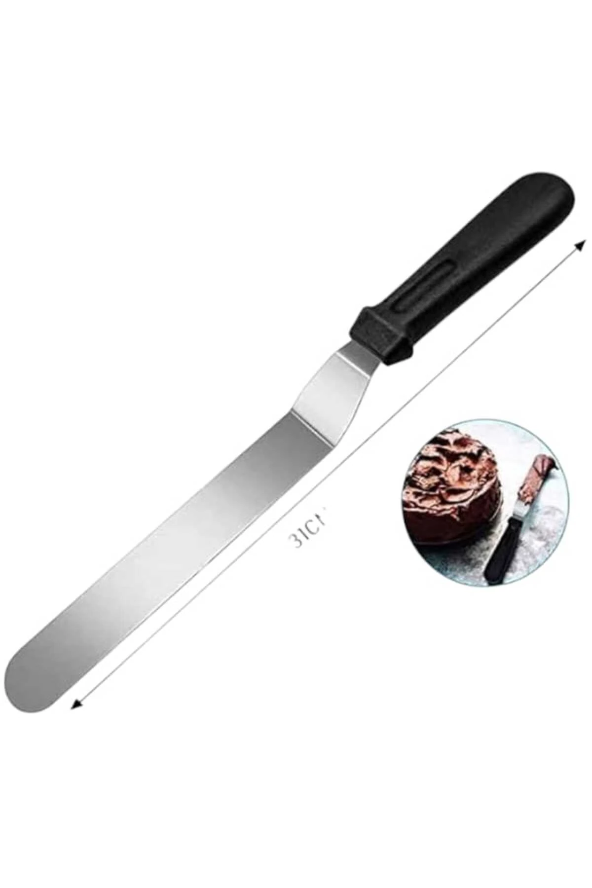 Paslanmaz Eğik Pasta Spatula Bıçağı Orta Boy