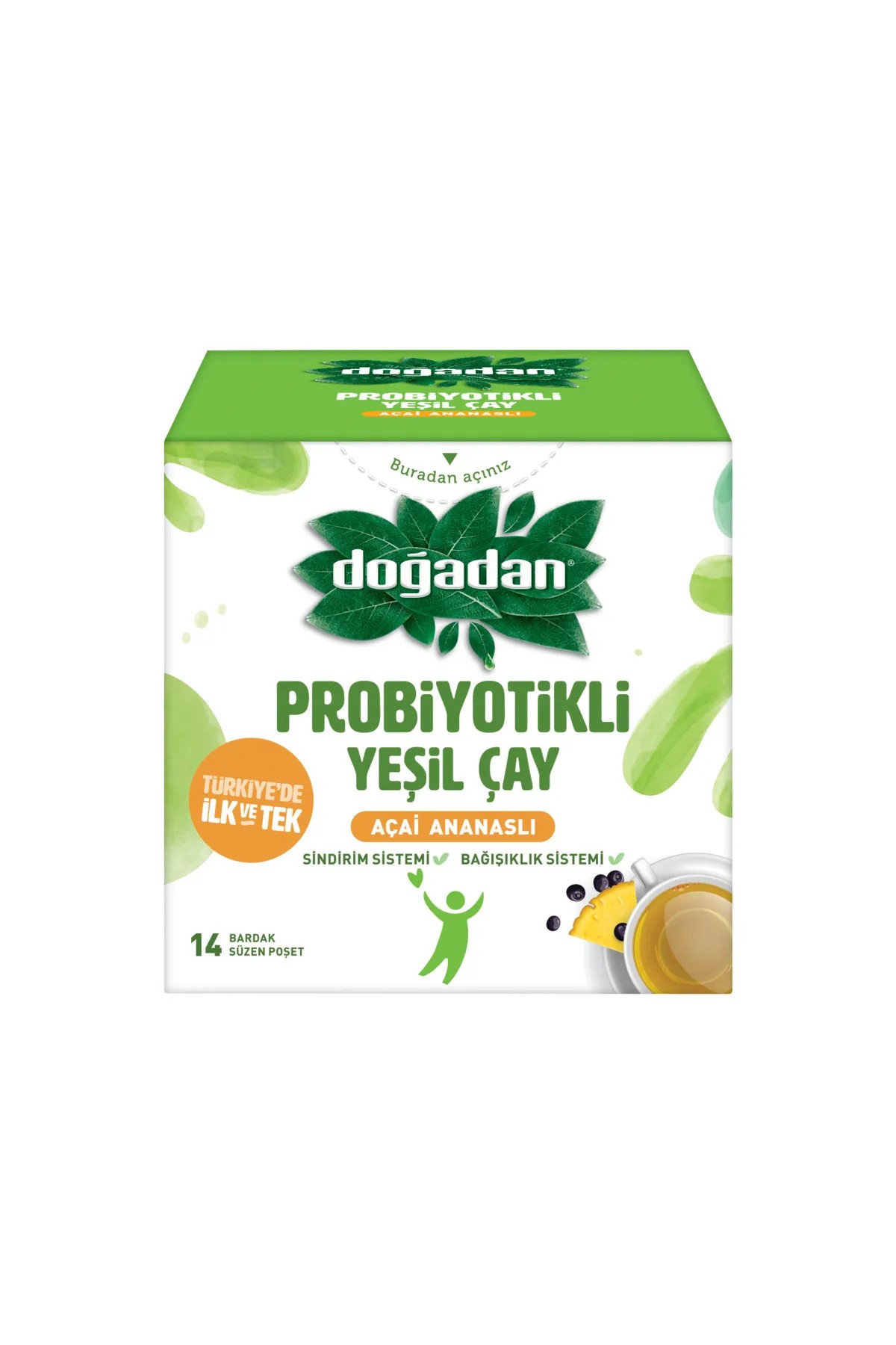 Doğadan Probiyotikli Yeşil Çay Açai Ananaslı 14 Lü