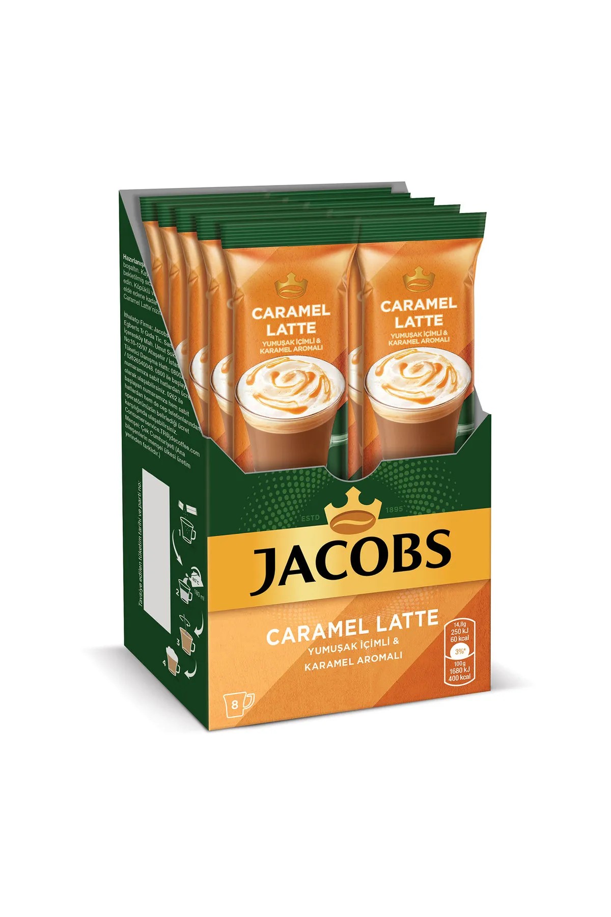 Jacobs Caramel Latte Kahve 8'li - Yumuşak Içimli & Karamel Aromalı