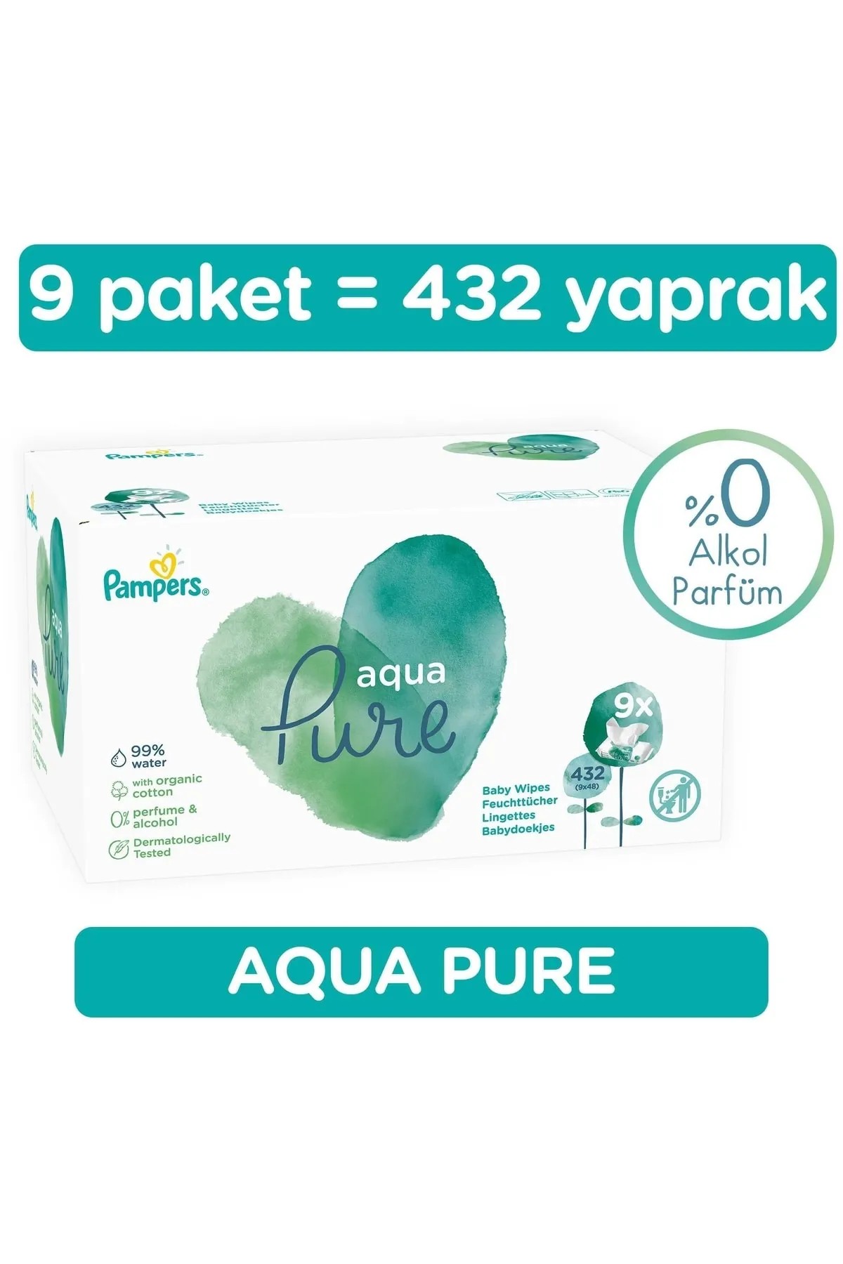 Prima Pampers Harmonie Aqua 48 Yaprak 9'lu Paket Islak Mendil