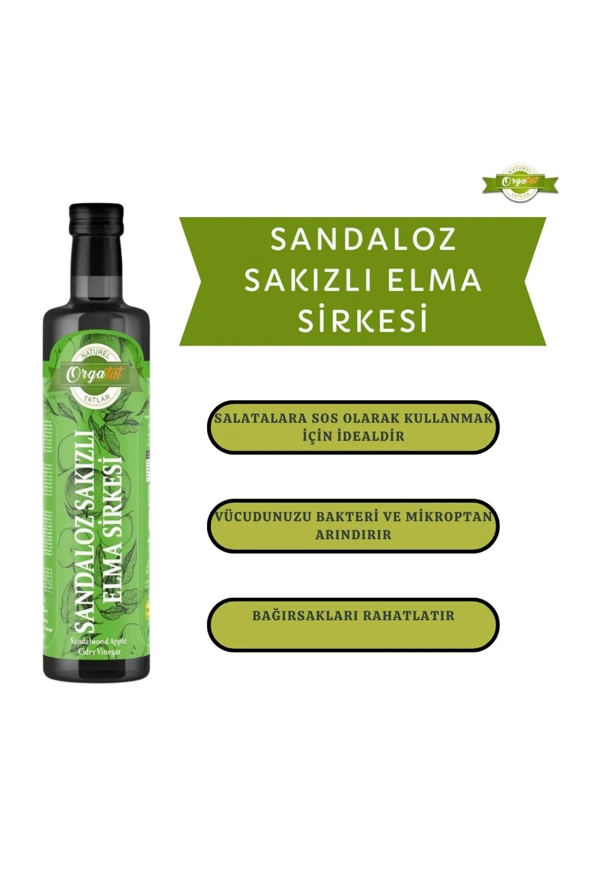 ORGATAT Sandaloz Sakızlı Elma Sirkesi Doğal Fermantasyon Sandalwood Apple Vinegar 500 Ml