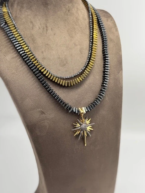 DS-2025595 KUZEY YILDIZ UÇLU DOĞAL TAŞ KOLYE