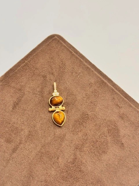 AR-2025395 KAHVE TAŞLI KOLYE UCU 925 AYAR GÜMÜŞ