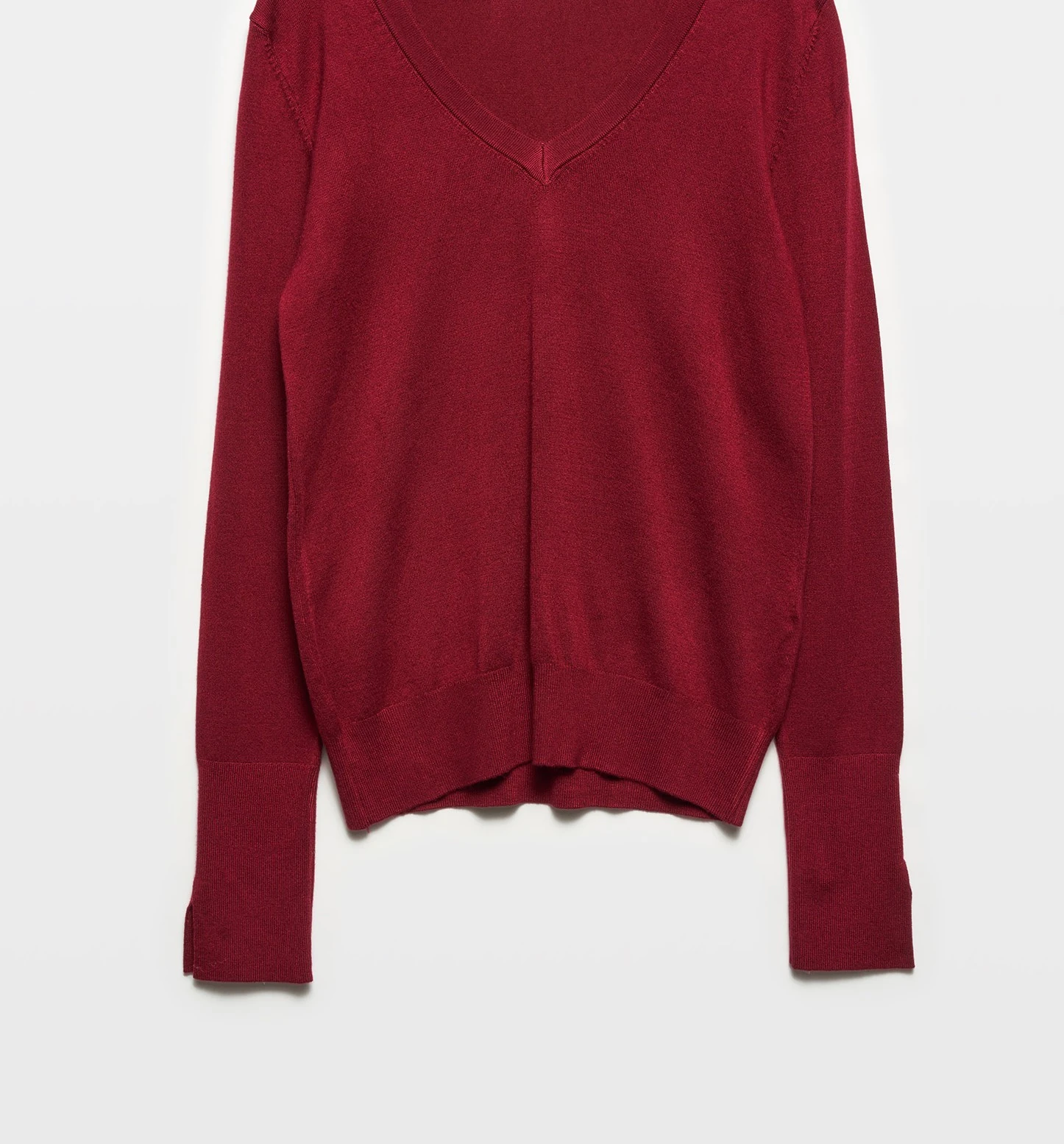 DL-202510427 V YAKA TRİKO KAZAK BORDO