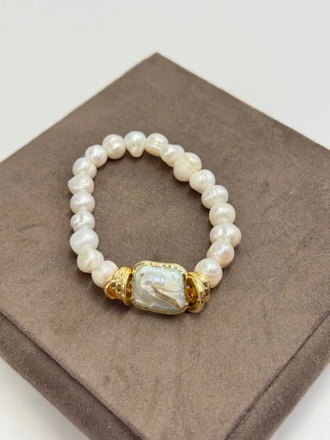 DS-2025375 DOĞAL İNCİ DETAYLI BİLEKLİK LASTİKLİ