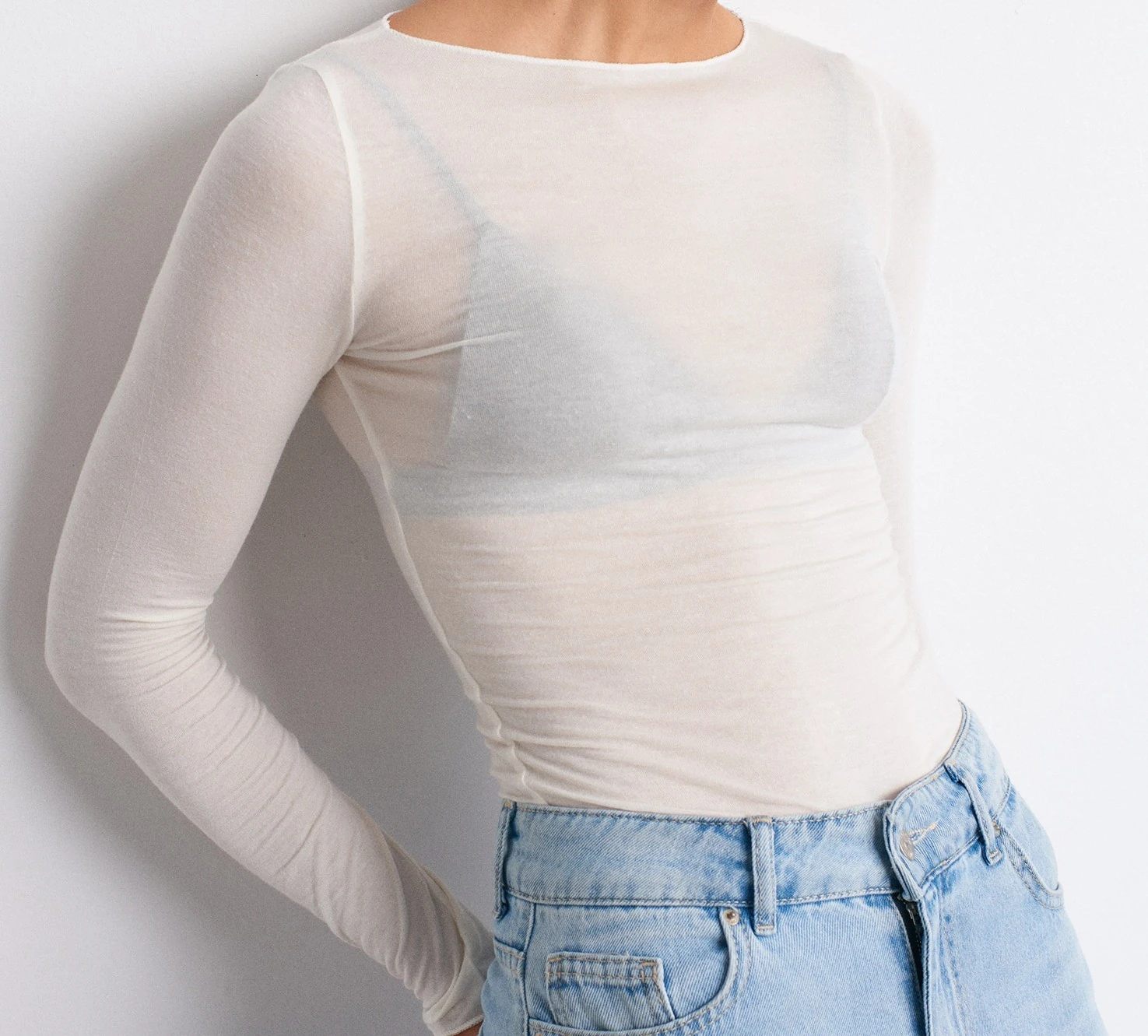 DL-202532122 KAYIK YAKA MODAL KAŞMİR ULTRA HAFİF BLUZ EKRU