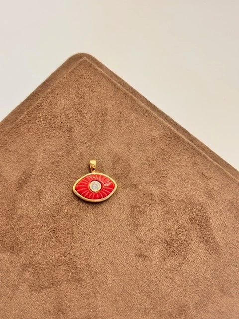 AR-2025395 KIRMIZI GÖZ KOLYE UCU 925 AYAR GÜMÜŞ