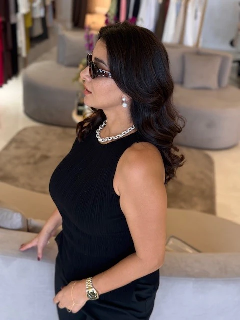 DL-202510726 KAYIK YAKA FİTİLLİ TRİKO BLUZ SİYAH