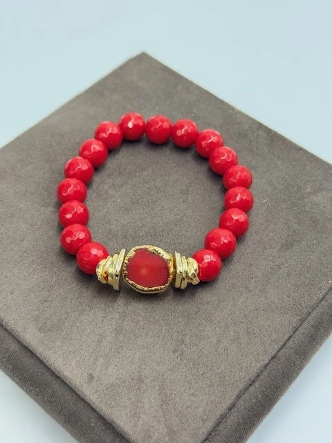 DS-2025225 ORTASI YUVARLAK DOĞAL TAŞ BİLEKLİK LASTİKLİ