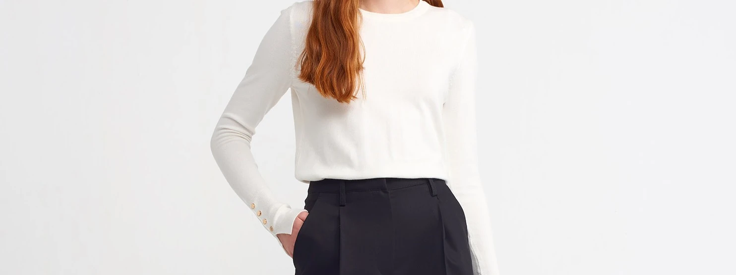 DL-20251267 BİSİKLET YAKA KOL ORTASI DROPLU KAZAK EKRU