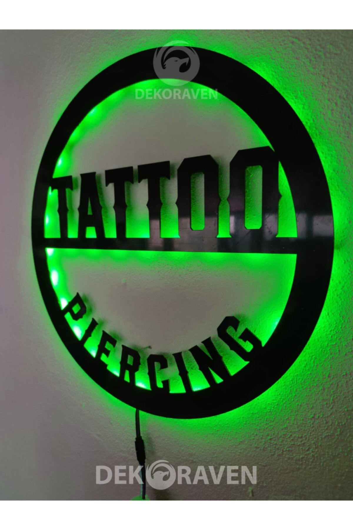 Tatto & Piercing Led Işıklı Ahşap Tablo Iç Mekan Tabela