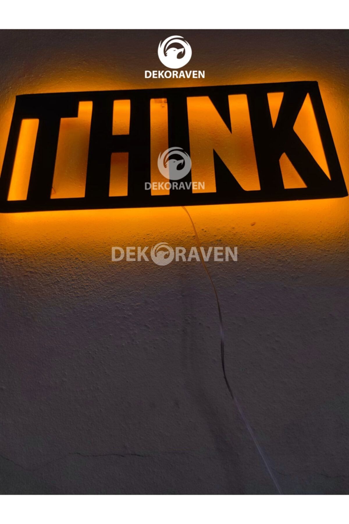 Think-motto Led Işıklı Ahşap Tablo