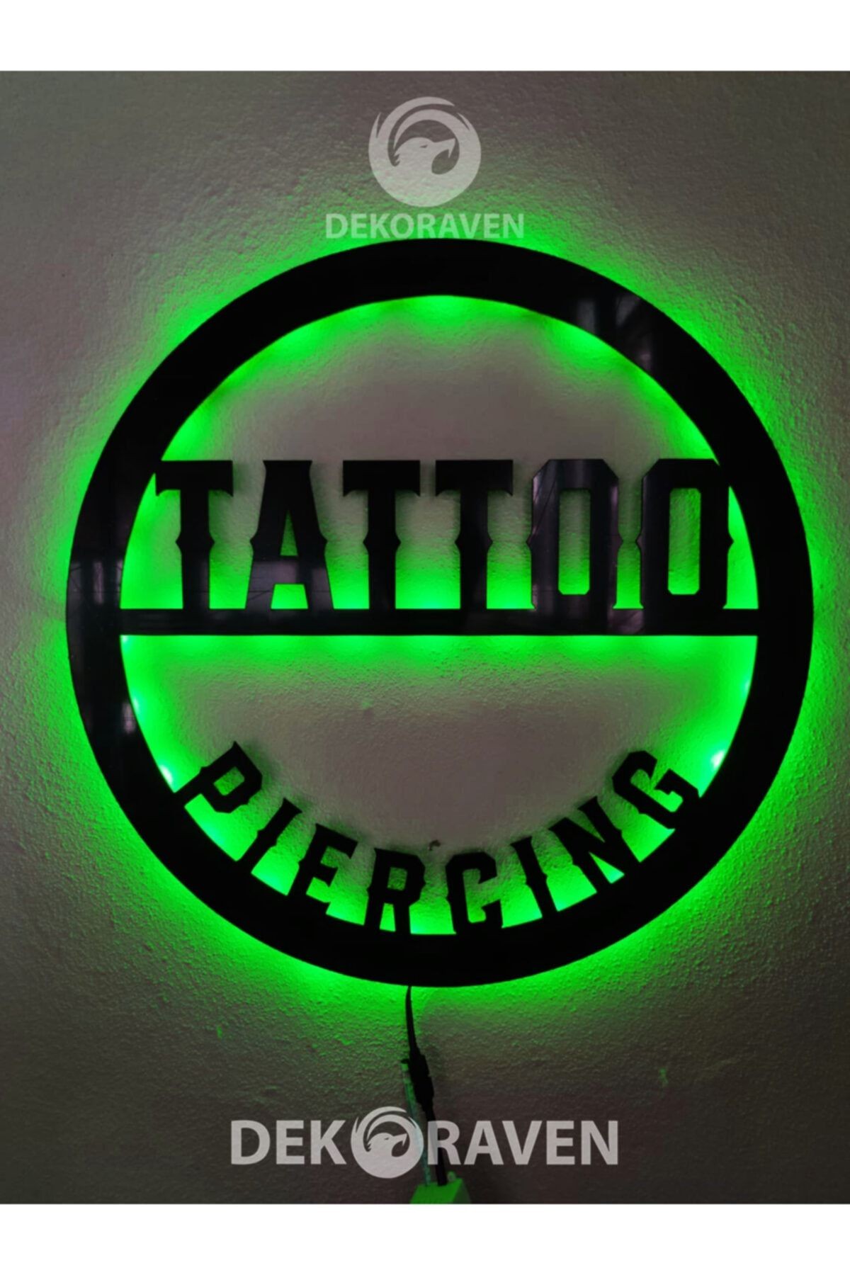 Tatto & Piercing Led Işıklı Ahşap Tablo Iç Mekan Tabela