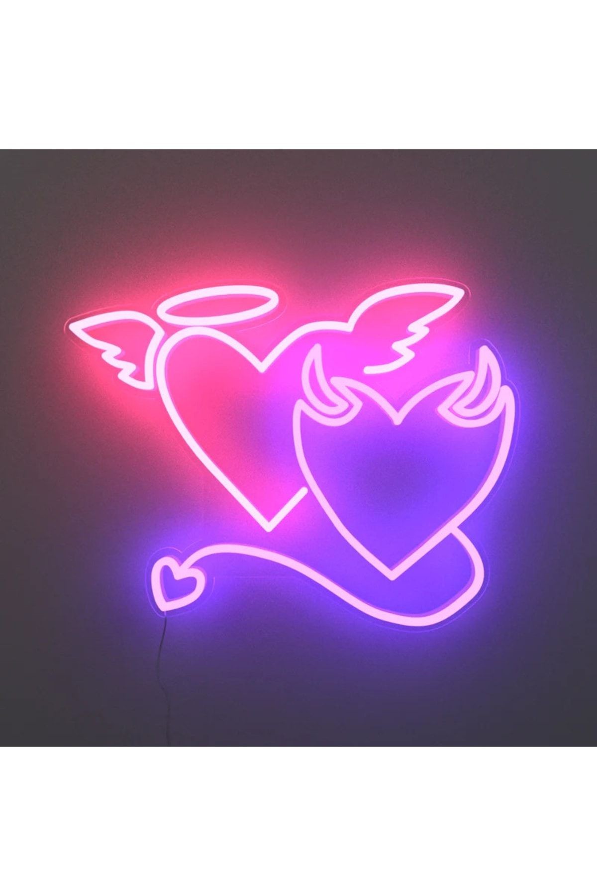 Angel  Devil - Melek  Şeytan Neon Tabela Neon Yazı Dekoratif Aydınlatma Ve Gece Lambası