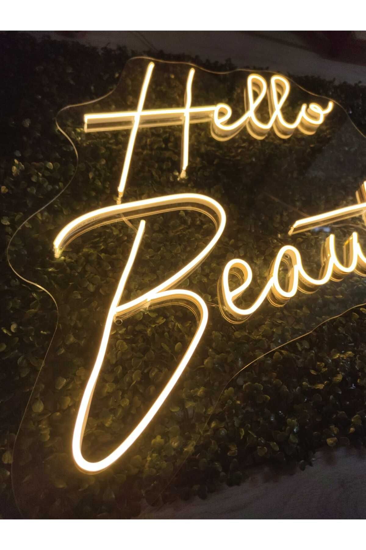 Hello Beauty Yazı Neon Led Tabela Dekoratif Aydınlatma(70x55cm)