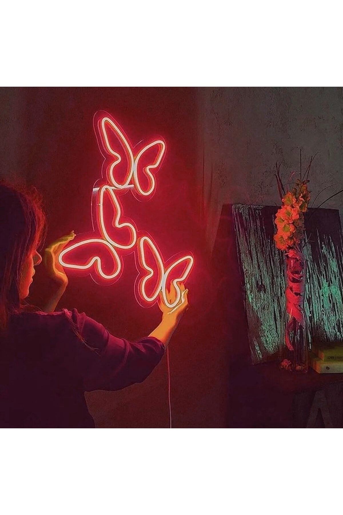 Kelebek Neon Led Dekoratif Aydınlatma (60x30cm)