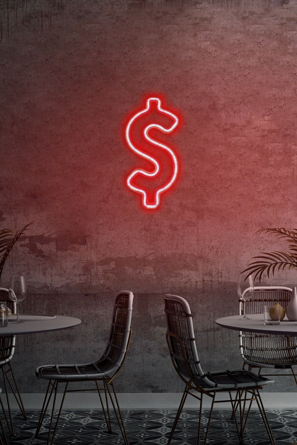 Dolar Logo Dekoratif Neon Aydınlatma