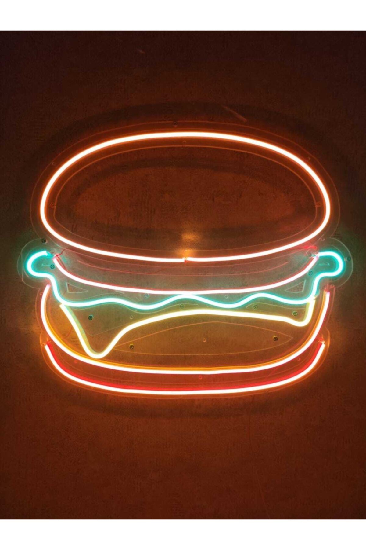 Hamburger Neon Led Burger Tabela Neon Duvar Dekorasyonu