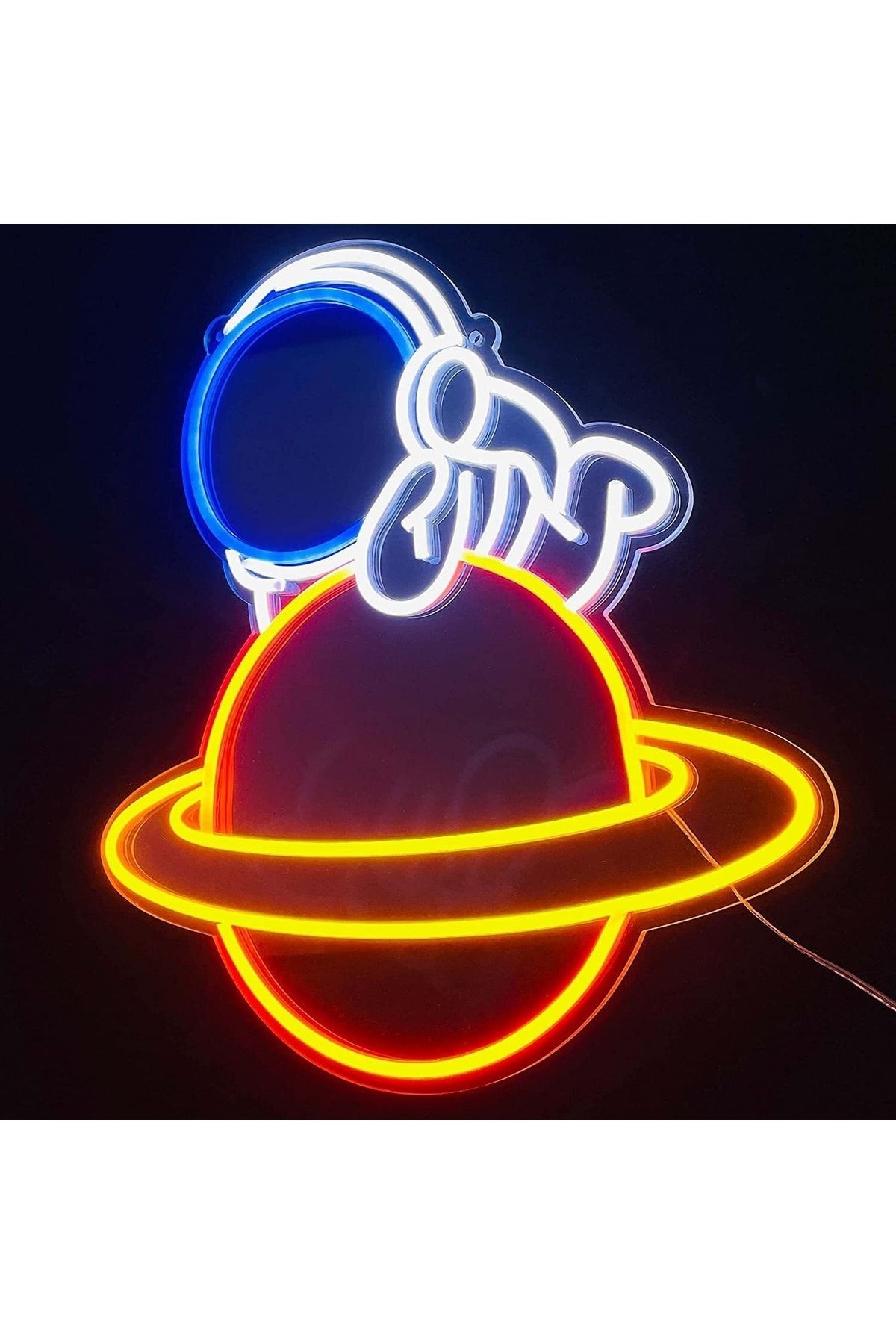 Astronot & Satürn Neon Tabela Neon Yazı Dekoratif Aydınlatma