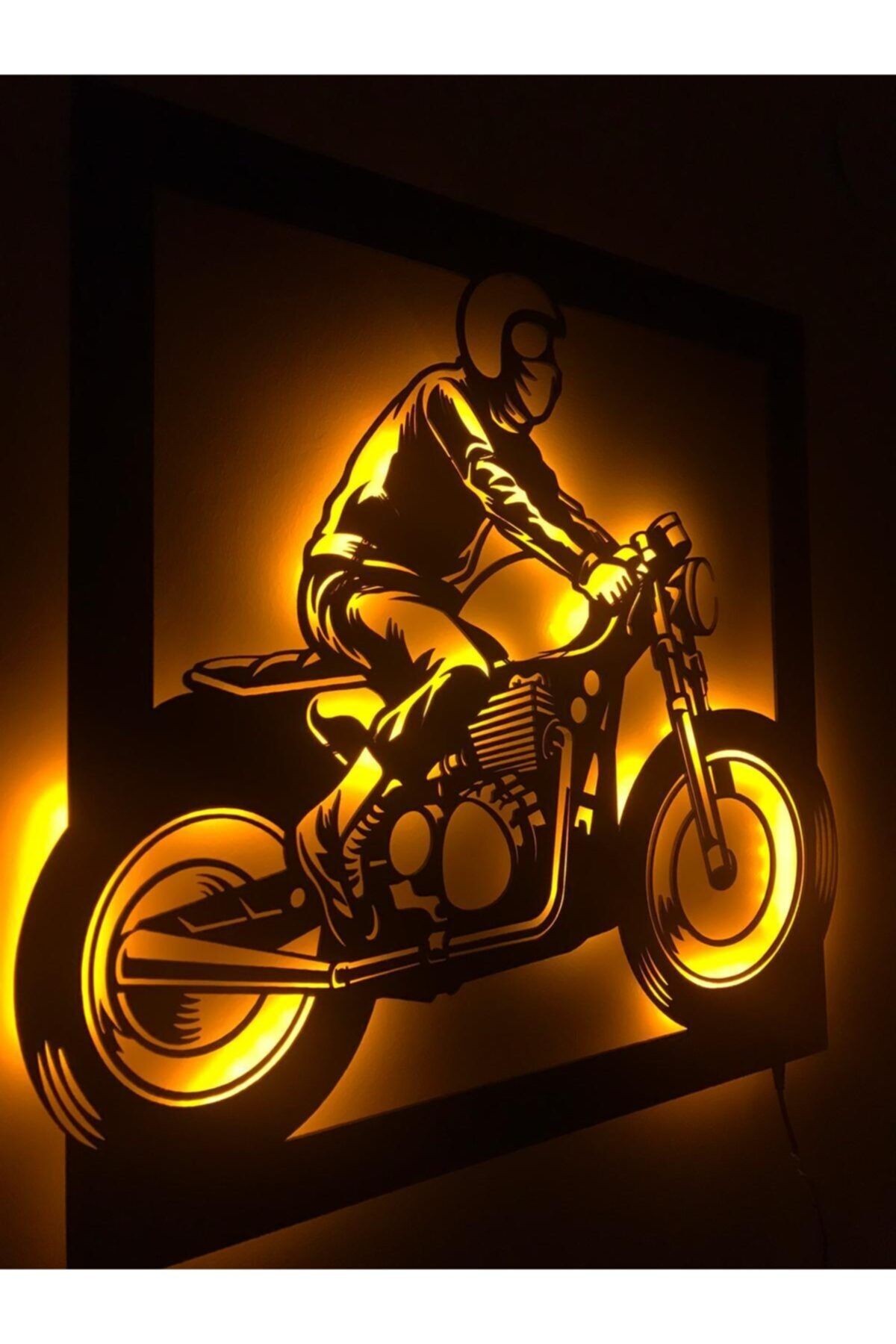 Motor Biker Led Işıklı Tablo