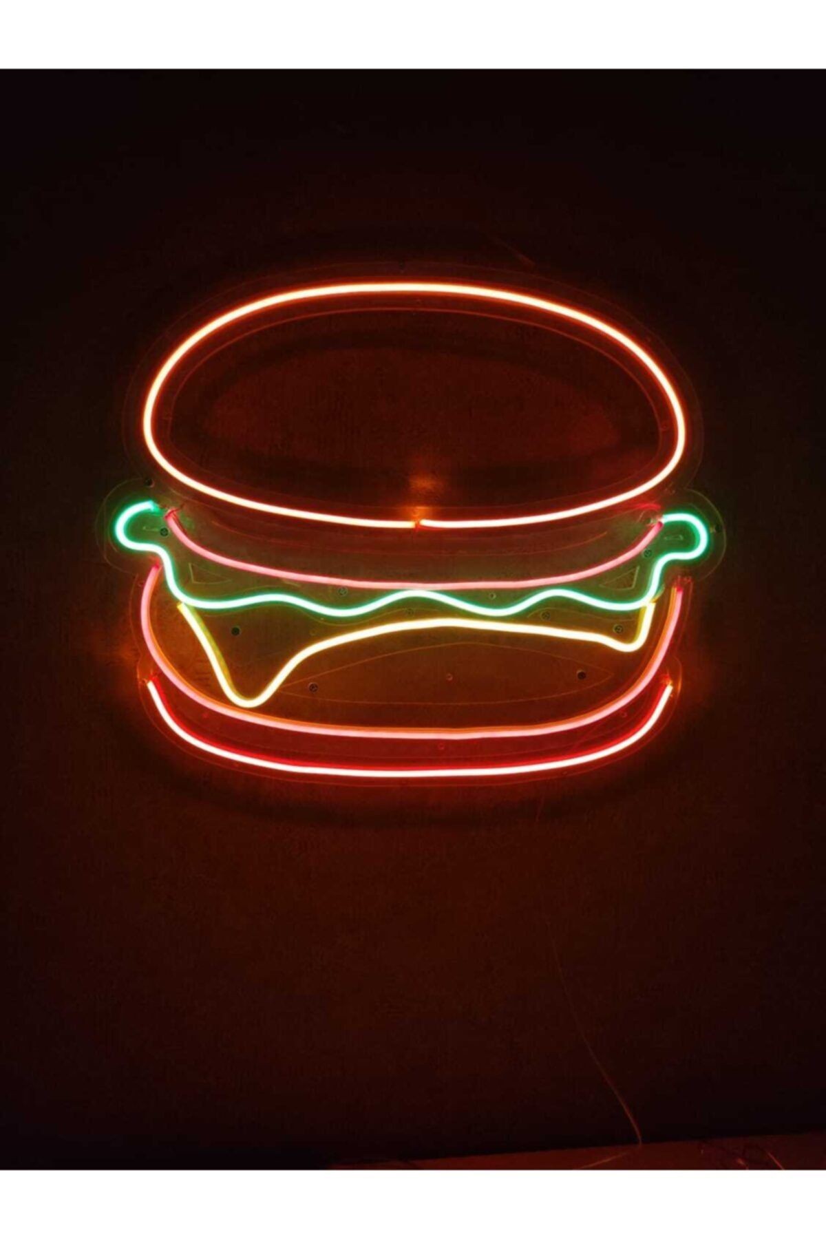 Hamburger Neon Led Burger Tabela Neon Duvar Dekorasyonu