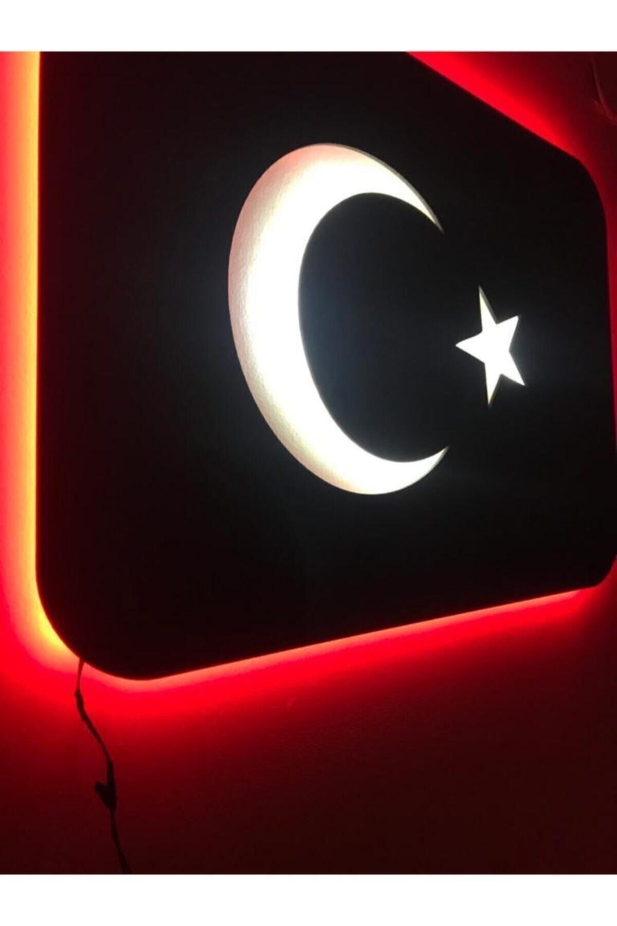 Türk Bayrağı - Ay Yıldızlı Bayrak Led Işıklı Tablo