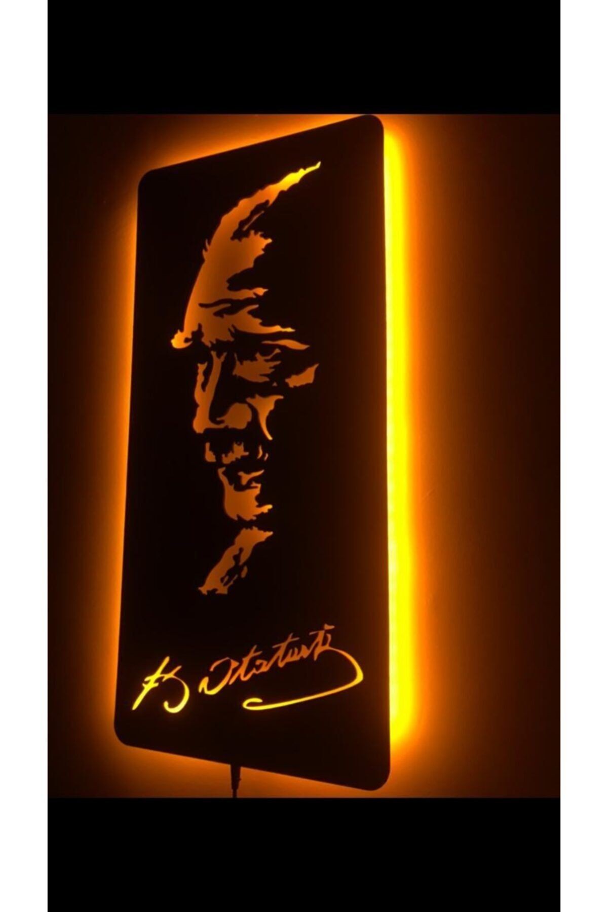 Atatürk Temalı Sarı Işıklı Tablo