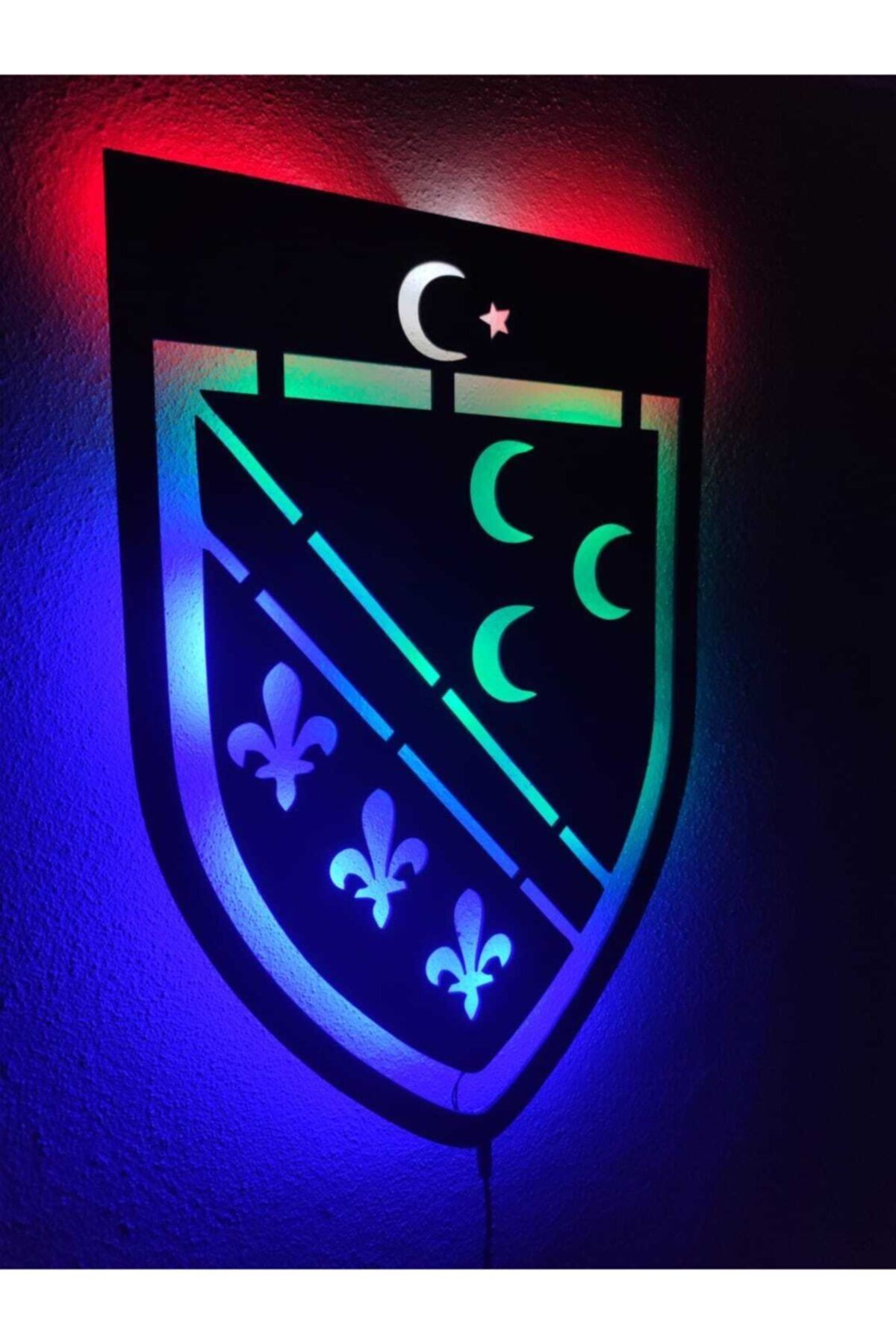 Bosna Hersek Bosna Sancak Led Işıklı Ahşap Tablo