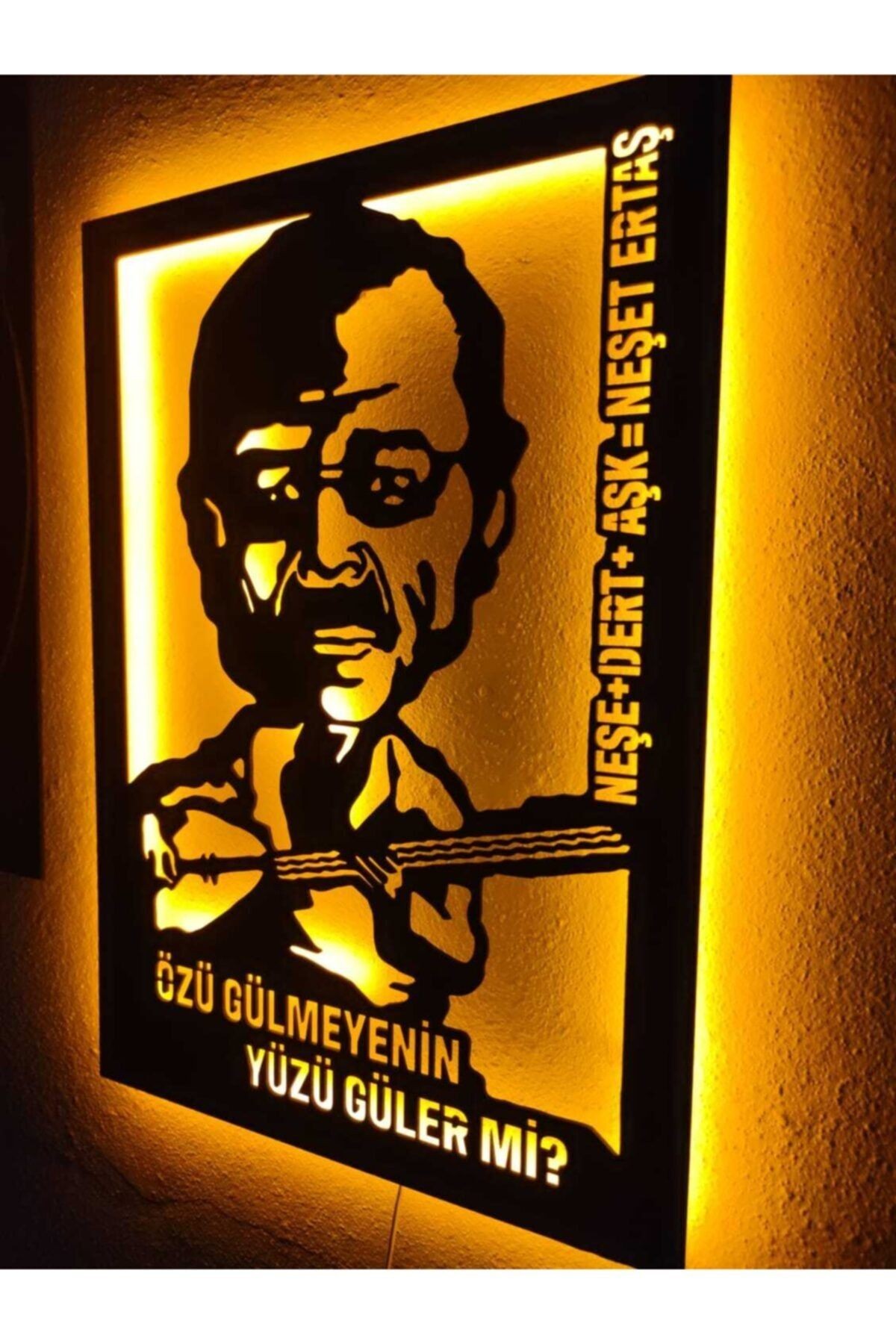 Neşet Ertaş Led Işıklı Ahşap Tablo