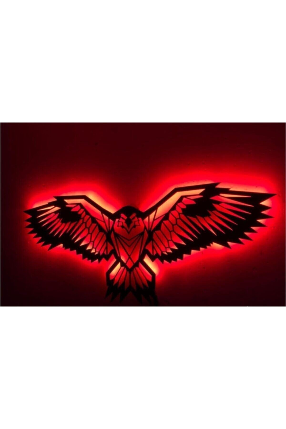 Geometrik Eagle Led Işıklı Ahşap Tablo - Led Işıklı Duvar Dekoru